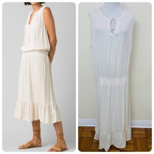 Prana Sentinel Maxi Dress in Bone Ivory Pleated.  NWT